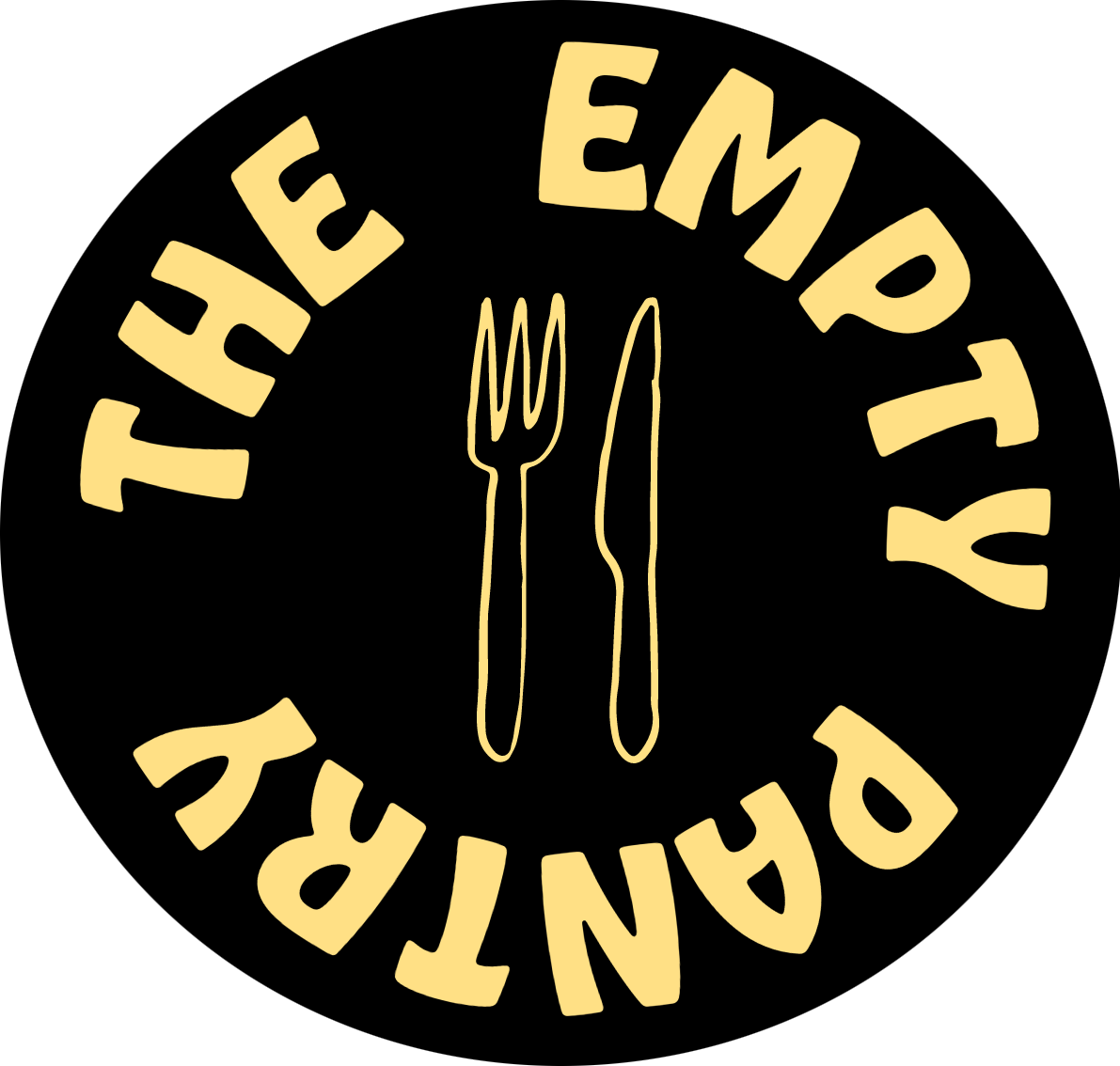 The Empty Pantry logo with fork and knife, promoting frugal cooking and budget-friendly recipes for affordable eating.