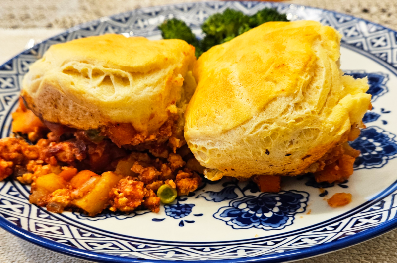 Meat and Veggie Biscuit Bake