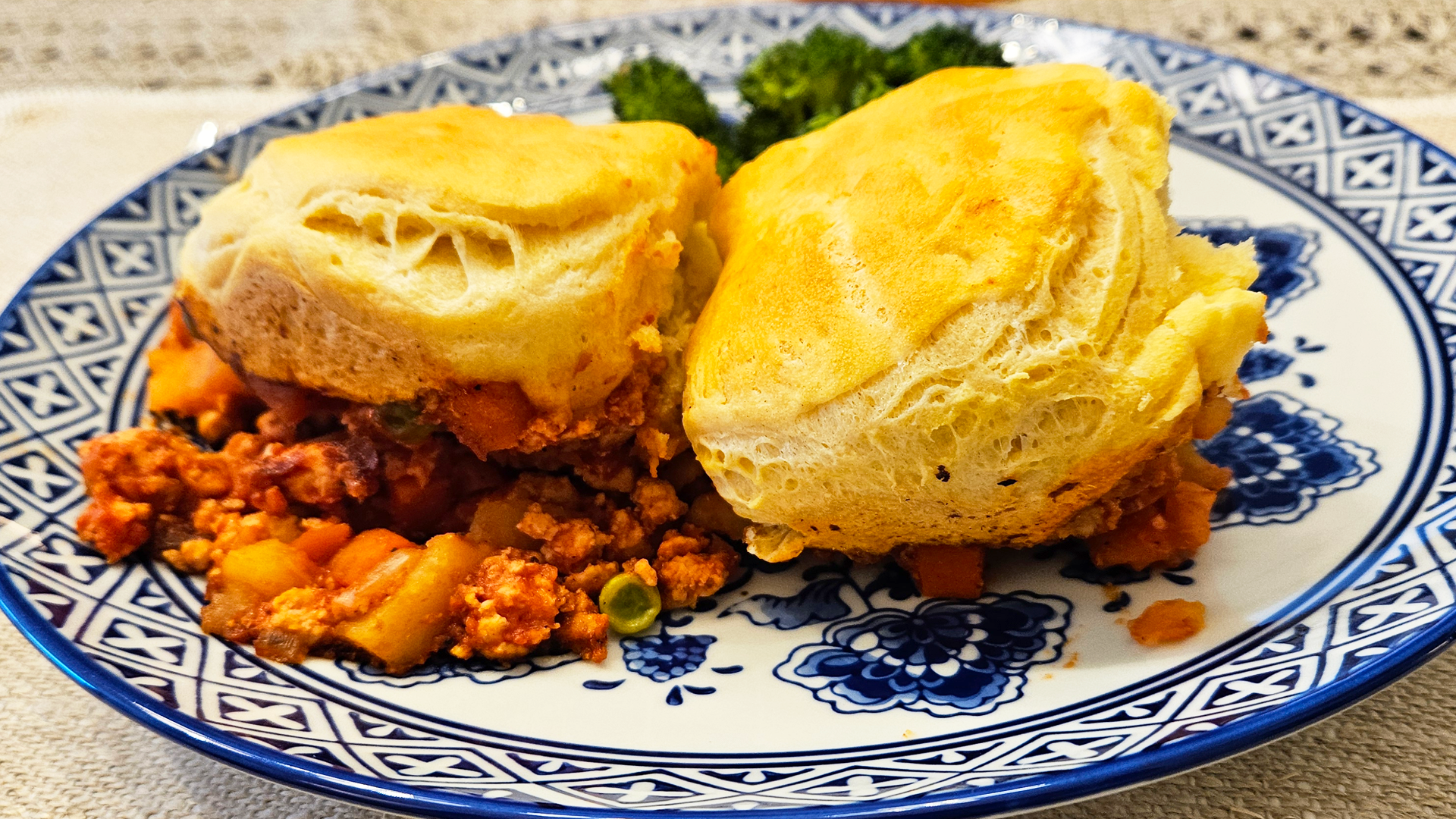 Meat and Veggie Biscuit Bake