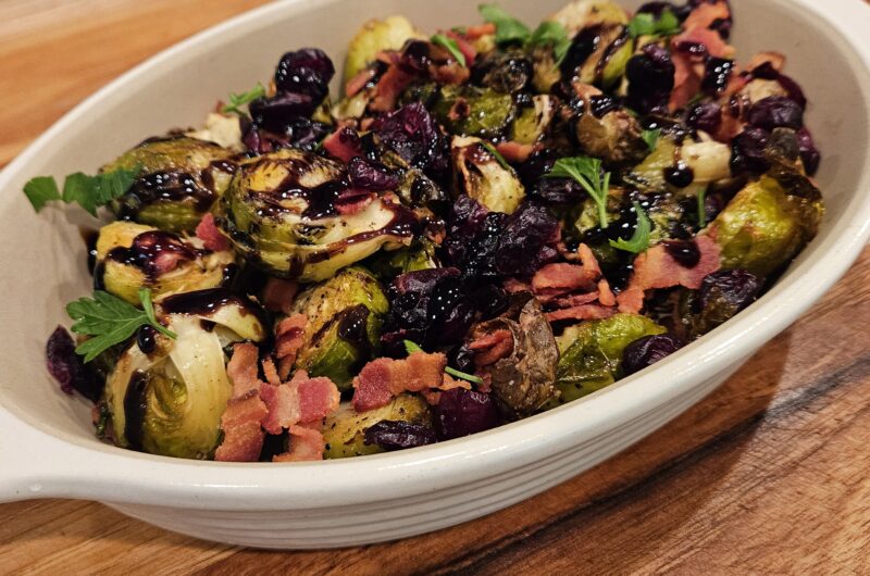 Crispy Brussels Sprouts with Cranberry and Bacon